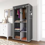 MS MODSTYLE Portable Almirah Foldable closet for Clothes 6 Shelves , 1 Side Pocket (7800-3) PP Collapsible Wardrobe (Finish Color - Grey, DIY(Do-It-Yourself))