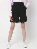 VERO MODA Self Design Women Black Casual Shorts