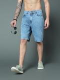 High Star Solid Men Blue Regular Shorts