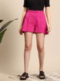 Mast & Harbour Solid Women Purple Regular Shorts