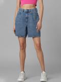 ONLY Solid Women Blue Denim Shorts