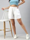 De Moza Solid Women White Regular Shorts