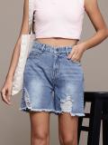 Roadster Printed Women Blue Denim Shorts