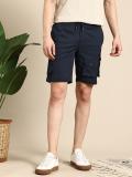 Mast & Harbour Solid Men Blue Cargo Shorts