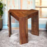 Ikiriya Avina Sheesham Wood Contemporary Triangle Solid Wood Side Table (Finish Color - NATURAL TEAK FINISH, Pre-assembled)