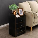 KAWACHI Sofa Side End Corner Nightstand with 3 Drawers Bedroom, Living Room Engineered Wood Bedside Table (Finish Color - Wenge Brown, DIY(Do-It-Yourself))