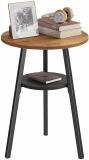 Indian Decor 48141 Round End Table, Side Table with Wooden Shelves, 2-Tier Rustic Metal Side Table (Finish Color - Brown, Pre-assembled)