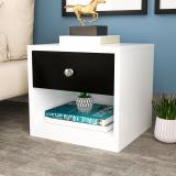 Floresta Wud Engineered Wood Bed Side Table With Drawer & Shelf Storage For Bedroom. Engineered Wood Bedside Table (Finish Color - White & Black, DIY(Do-It-Yourself))