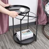 Indian Decor 48129 2 Tier Metal Small Table Anti-Rust and Waterproof Snack Bedside Table Metal Side Table (Finish Color - Black, Pre-assembled)