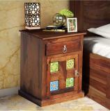 UNITEK FURNITURE Barriss, Side Table, Night Stand Table Solid Wood Bedside Table (Finish Color - Teak Finish, Pre-assembled)