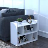 ANIKAA Satin End Table Engineered Wood Bedside Table (Finish Color - White, DIY(Do-It-Yourself))