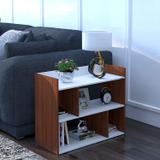 ANIKAA Satin End Table Engineered Wood Bedside Table (Finish Color - Walnut White, DIY(Do-It-Yourself))