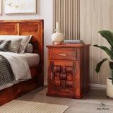 Devsignature Solid Sheesham Wood Bed Side Table For Bed Room Solid Wood End Table (Finish Color - Honey Oak Finish, Pre-assembled)