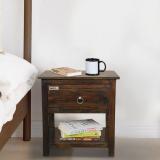 Meera Handicraft Sheesham Wood Solid Wood Bedside Table (Finish Color - Walnat Finish, Pre-assembled)