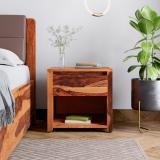 Godrej Interio Utopia Solid Wood Bedside Table (Finish Color - Natural Brown, Knock Down)