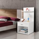 KAWACHI 2 Storage Shelf with Drawer Sofa Bed Side End Table with Open Cabinet Nightstand Engineered Wood Bedside Table (Finish Color - White, DIY(Do-It-Yourself))