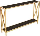 Nesfur Console Table Hall, Living Room, Bedroom, Balcony, Two Tier Console Table Engineered Wood Console Table (Finish Color - Gold And Black, Pre-assembled)