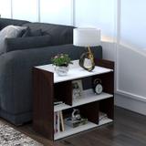 ANIKAA Satin End Table Engineered Wood Bedside Table (Finish Color - Wenge White, DIY(Do-It-Yourself))
