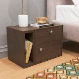 Floresta Wud Engineered Wood Side Table With Drawer For Bedroom , Living Room Engineered Wood Side Table (Finish Color - Walnut Finish Design 2, DIY(Do-It-Yourself))