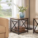 Indian Decor 41446 Industrial End Table, 18 inch Square Side Table with Storage Shelf Engineered Wood Side Table (Finish Color - Brown, Knock Down)