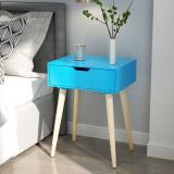 Vought Store Nightstand, End Side Table with Storage Drawer and Solid Wood Legs Engineered Wood End Table (Finish Color - Blue, DIY(Do-It-Yourself))