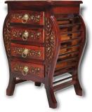 manzees Antique Beautiful Floral Carved Bedside Table with 4 Drawers | Bed Side Table Solid Wood Bedside Table (Finish Color - Brown, Pre-assembled)