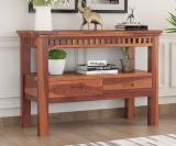 PR FURNITURE Solid Sheesham Wood Console Table With Multiple Storage Space For Living Room || Solid Wood Console Table (Finish Color - Honey Finish - 3, Pre-assembled)