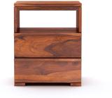 KART HANDICRAFTS Sheesham Wood Bedside End Table with 2 Drawer&Open Shelf Storage for Bedroom Solid Wood Bedside Table (Finish Color - Honey, Pre-assembled)