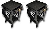 manzees Premium Wooden Floral Bedside Table with Drawer | Living Room Table Solid Wood Bedside Table (Finish Color - B2, Pre-assembled)