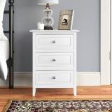 UNITEK FURNITURE Santaana Sheesham ( Rosewood ) 3 Drawer Solid Wood Bedside Table (Finish Color - White Finish, Pre-assembled)