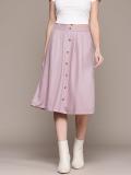 Roadster Solid Women Flared Purple Skirt