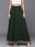 Varanga Printed Women Flared Green Skirt