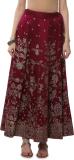 BIBA Printed Women Flared Maroon Skirt