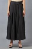 W Solid Women Flared Black Skirt