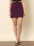 TREND ARREST Solid Women Pencil Maroon Skirt