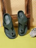 CARLTON LONDON Men Flip Flops (Olive , 6)