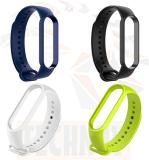 TECHNUV Soft Silicone Band Strap Pack Of 4Pcs For Xiaomi MI Band 5 & Xiaomi MI Band 6 Smart Band Strap (Black, Blue, White, Green)