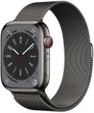 Apple Watch Series 8 GPS + Cellular with ECG app, Temperature sensor, Crash Detection (Graphite Milanese Strap, Regular)