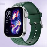 Noise Caliber 3 Plus 1.96" AMOLED Display, Functional Crown, Flat Edge Design, Calling Smartwatch (Green Strap, Regular)