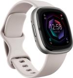 FITBIT Sense 2 Health & Fitness Watch (Lunar White / Platinum Aluminium) Smartwatch (White Platinum Strap, S&L)