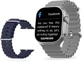 GameSir T800 with Blue strap BT watch 1.83" Touch Screen Music Play, app notifications Smartwatch (Grey Strap, Free Size)