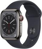 Apple Watch Series 8 GPS + Cellular with ECG app, Temperature sensor, Crash Detection (Midnight Strap, Regular)