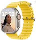 THE MOBILE POINT Super S8 Max 2.08" Big Touch Screen|BT Calling|Wireless Charging|Metal Body Smartwatch (Yellow Strap, Regular)