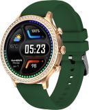 GameSir Gen 9 rose Gold With Metal Strep Smart watch for Womens Smartwatch (Green Strap, Free Size)