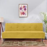 ARRA Palermo Fully Upholstered 3 Seater Single Solid Wood Fold Out Sofa Sectional Bed (Finish Color - Yellow Delivery Condition - DIY(Do-It-Yourself))