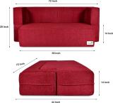 Friends Fit Life Fashion Life 44X72X14 Sofa Cum Bed Comfort with 4 Cushions MAROON 3 Seater Double Foam Fold Out Sofa Cum Bed (Finish Color - MOSHI MAROON Delivery Condition - Pre-assembled)