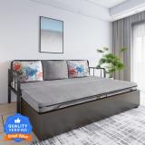 Flipkart Perfect Homes Studio With Storage 3 Seater Double Metal Pull Out Sofa Cum Bed (Finish Color - Grey with Printed Cushion Delivery Condition - Knock Down)