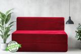 Little Smile 4X6 size for 2 Person- Moshi Fabric Washable Cover 2 Seater Single Foam Fold Out Sofa Cum Bed (Finish Color - Red Delivery Condition - Pre-assembled)