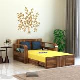 Ganpati Arts Solid Sheesham Wood 2 Seater Scott Sofa Cum Bed with Headboard and Mini Storage 2 Seater Single Solid Wood Pull Out Sofa Cum Bed (Finish Color - Scott-Teak Delivery Condition - DIY(Do-It-Yourself))