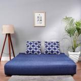 Padamshree 6x4 Feet Sofa cum Bed with 2 Cushions 2 Seater Double Foam 2 Seater Double Foam Fold Out Sofa Cum Bed (Finish Color - Blue Delivery Condition - Pre-assembled)